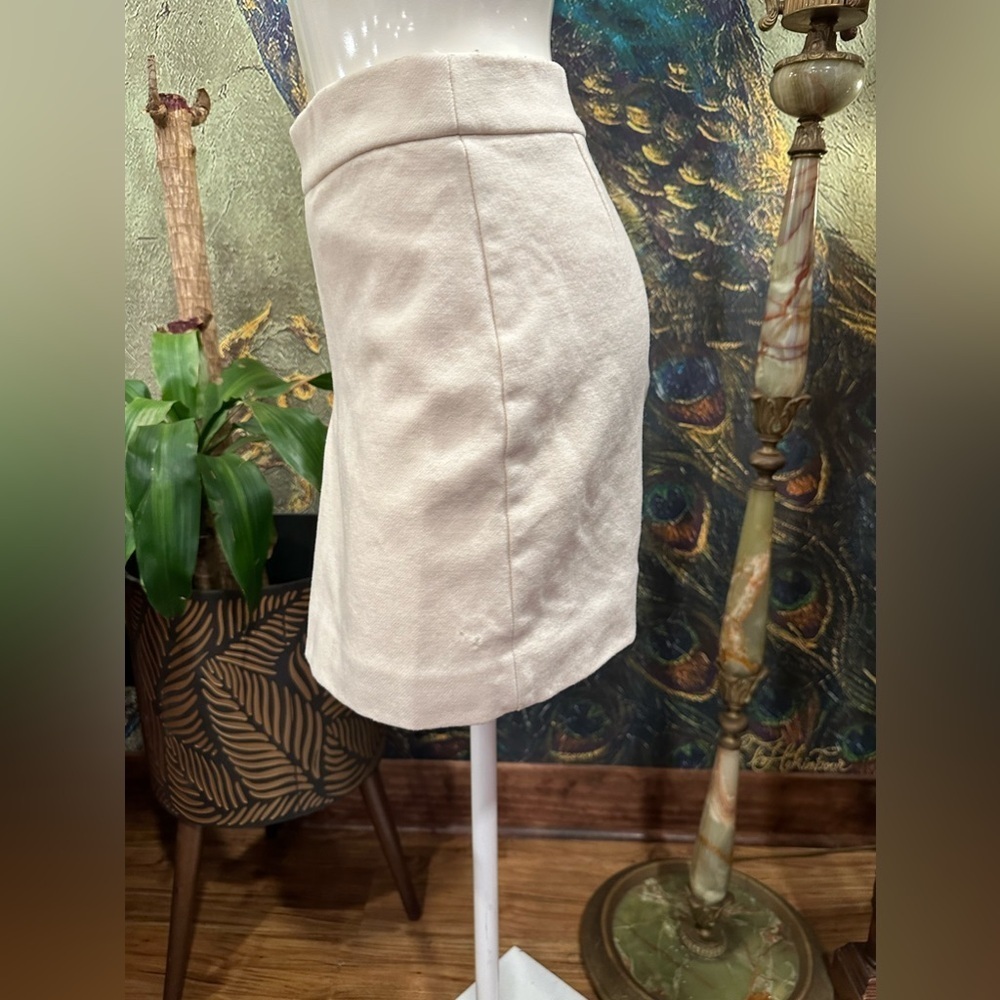 J.Crew Cream 100% Wool Mini Skirt Size 0 Off-White Career Classic Preppy - Picture 4 of 8